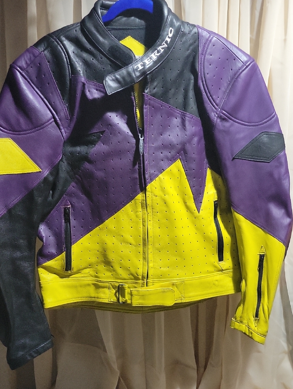Vintage Teknic Motorcycle Jacket Label - Yellow & Purple